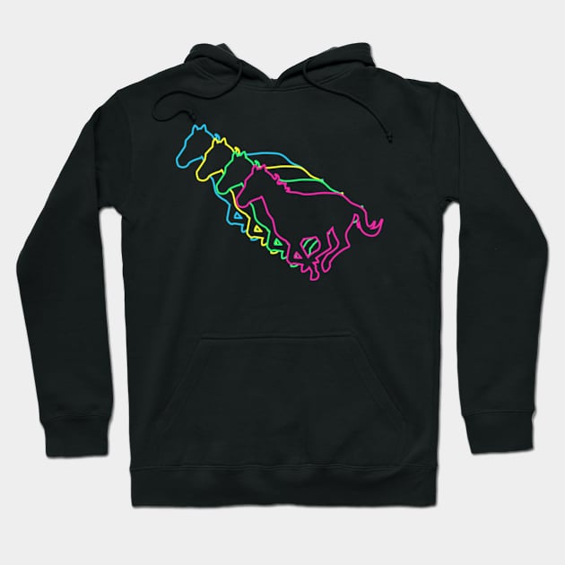 Horse 80s Neon Hoodie by Nerd_art